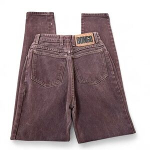 VTG 90s Bongo Jeans Size 5 Brown Denim High Waist Tapered Leg USA Made